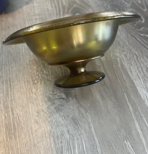 Steuben Handblown Gold Aurene On Calcite Glass Bowl 7.5 inches