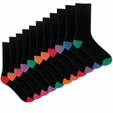  Ladies Black Socks Womens Colour Heel Toe Sox Casual Ankle Sock Size 4-7