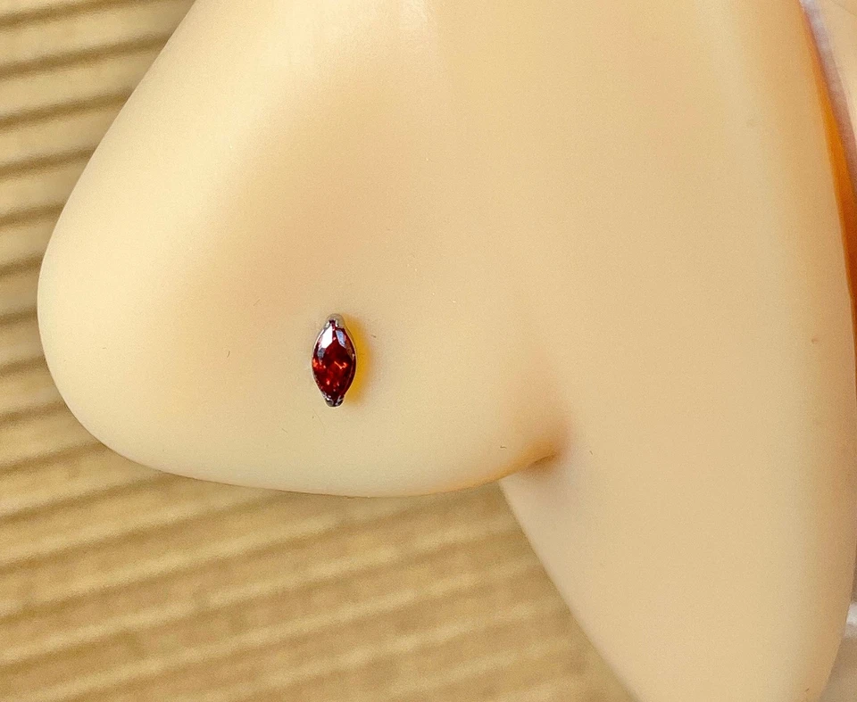 1pc Implant Grade Titanium Marquise Gem Nose Screw Ring 18g or 20g - Image 2 of 4