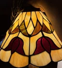 Tiffany Style Hanging Lamp Stained Glass 18” Red Tulip Floral Leaded Vintage