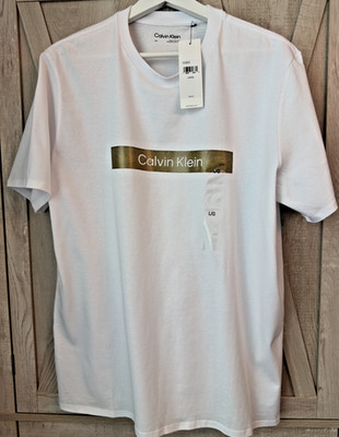 Calvin Klein CK Mens Gold Logo Short Sleeve T-Shirt Size L - BRAND NEW W TAGS