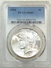 1924 Peace Silver Dollar PCGS MS63 Frosty Bright Just Graded New Holder #R300L