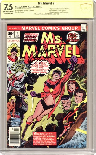 Ms. Marvel #1 CBCS 7.5 Newsstand Witnessed Sig Gerry Conway 1977 23-0B02941-085