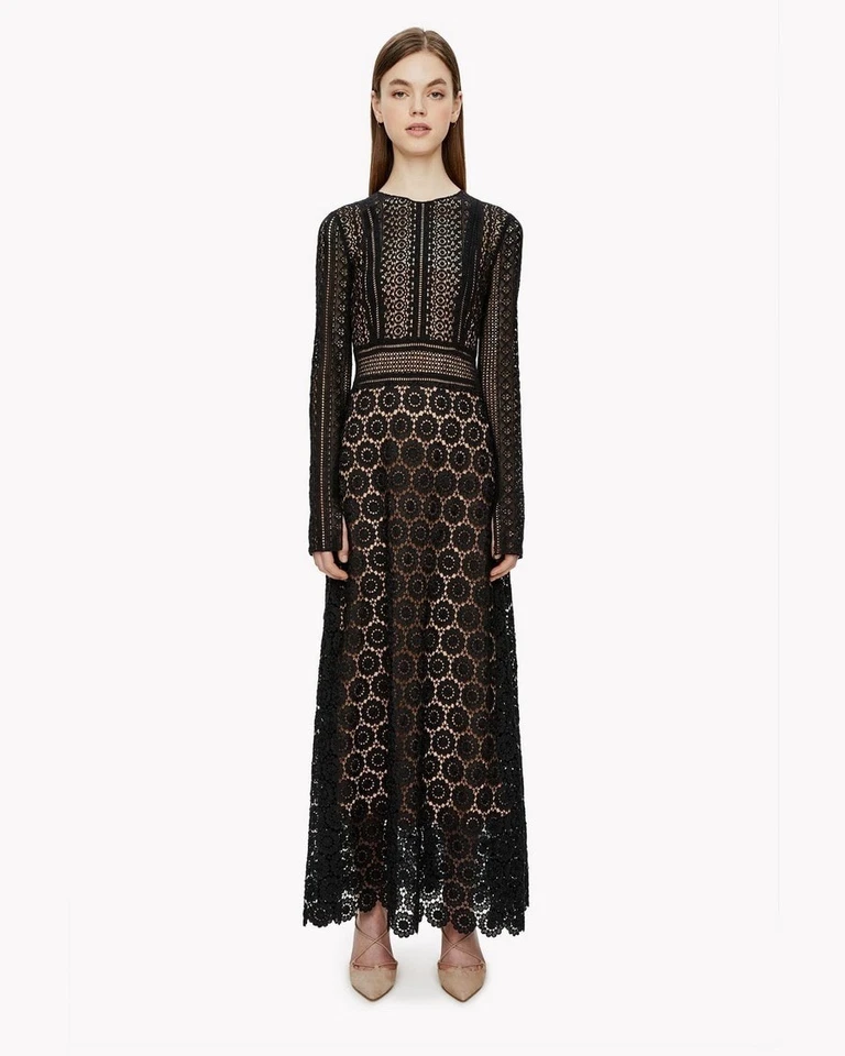 Maxi Vestido Theory Tallulah Negro Encaje 2 | Algodón Seda | Vestido Manga Larga Foto 4 de 4