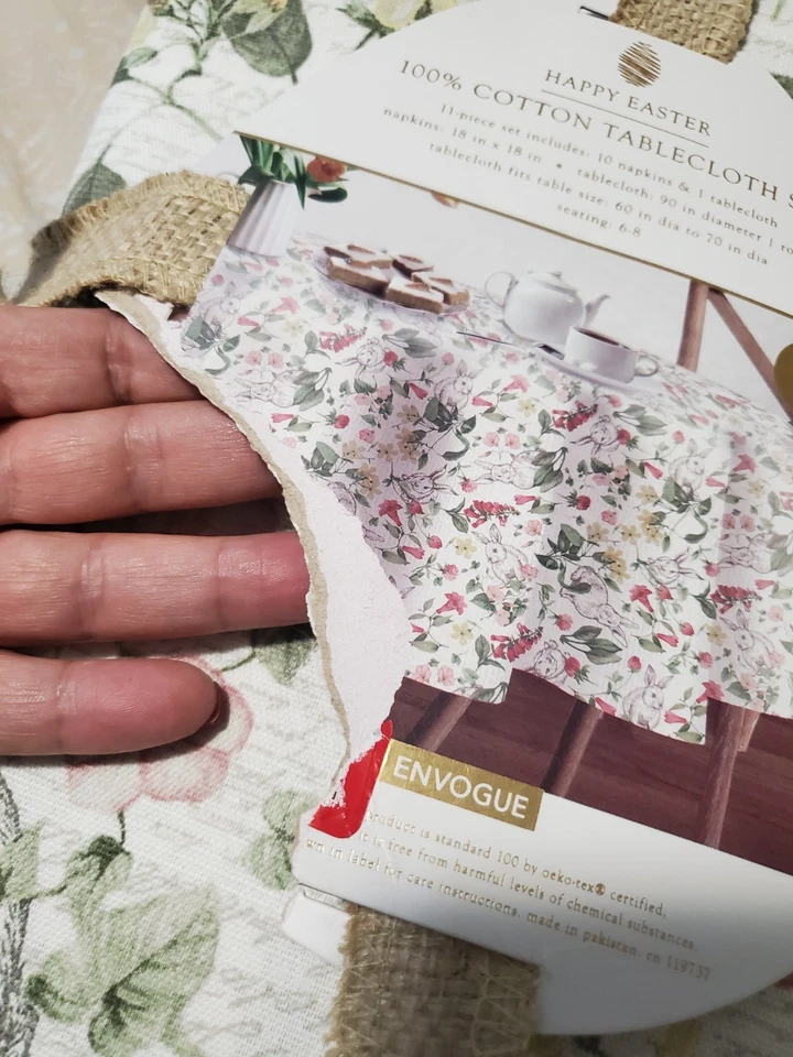 Envogue HAPPY EASTER 11 piezas Juego de Manteles 90" Redondos y 10 Servilletas 100% Algodón NUEVO Foto 4 de 4