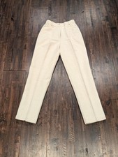 Vintage Liz Claiborne Linen Blend Beige Pants Womens 4 Beige Pleated Straight
