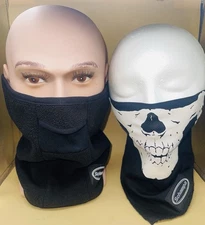 2 SCHAMPA Half Face Masks-Thin Skull BLACK/WHITE & Thick Warm ALL BLACK - 1 SIZE