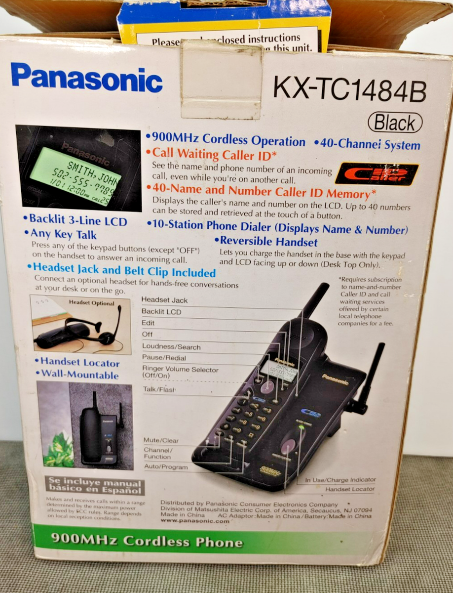 デンキユニット 日本製 1個 Panasonic Panasonic KX-TC1484B Cordless Phone 900MHz 40-Channel System