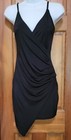 Boohoo Spaghetti Strap Ruched Asymmetric Sexy Bodycon Dress - Black S