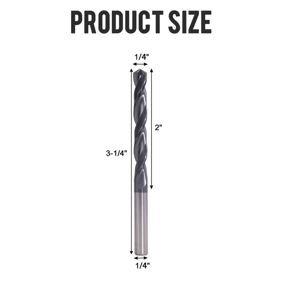2Pcs 1/4"x2"x3-1/4" 118?? Point Angle Solid Carbide Drill Bits - AlTiN Coated - Изображение 3 из 4