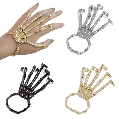 Exaggerate Metal Skeleton Bracelet Halloween Ghost Claw Finger Skeleton Bracelet