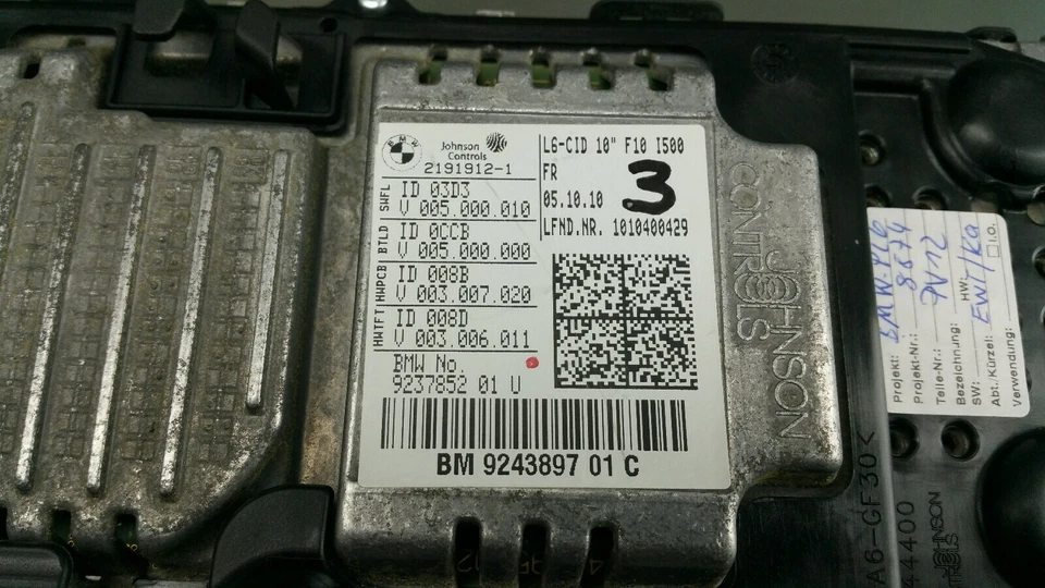 Orig BMW 5er F10 F11 Monitor Cid Central Information Display 10 " Inch 9243897 - Image 3 of 4