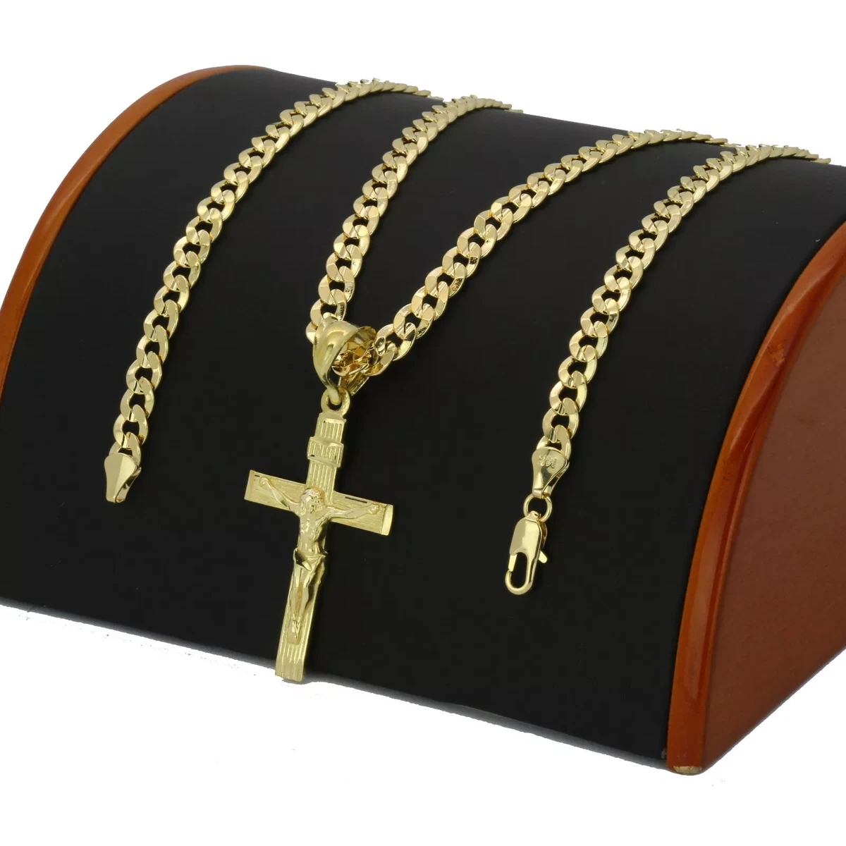 Collar Con Colgante De Latón Con Cara De Jesús Chapado En Oro 18k - Cadena Cubana De 24 Pulgadas Para Hombre