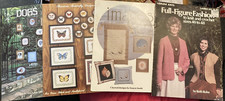 Vtg Rare LOT OF 4 Counted Cr. Stitch/knit/Crochet pattern booklets