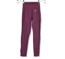 Gymshark Women's Mid Rise Mesh Marroon Leggings 25" Size XS