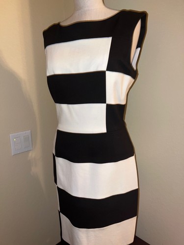 WHITE HOUSE BLACK MARKET * BLACK & WHITE COLOR BLOCK SHEATH * SIZE 8 NWT - Picture 17 of 22