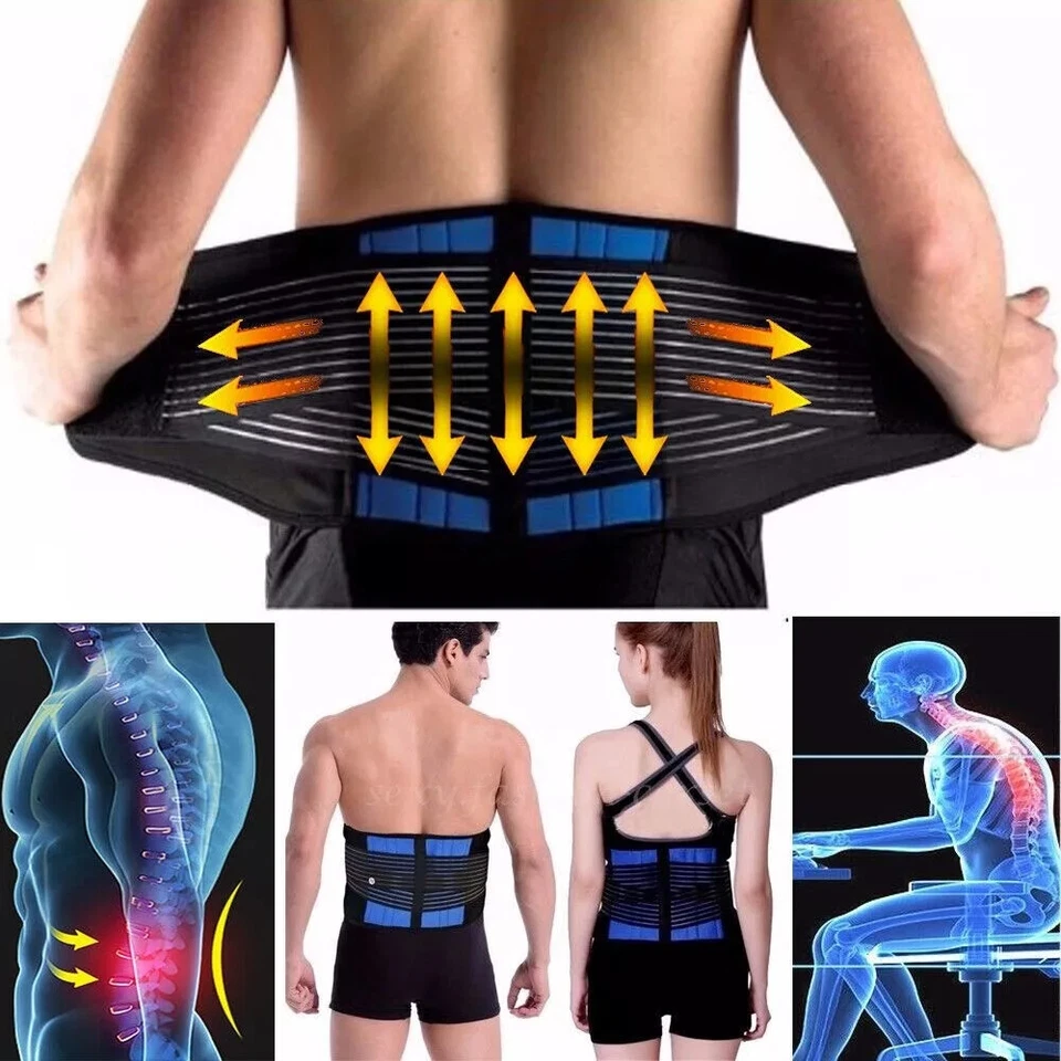 Neoprene Double Pull Lumbar Lower Back Support Belt Brace Posture Pain Relief