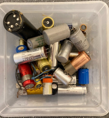 Vintage Mixed Lot of Capacitors Over 1000μF Various Brands and Values - 1.243 kg