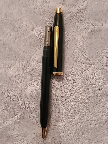 CROSS CENTURY II BLACK LACQUER BALLPOINT PEN W/GOLD PLATED ACCENTS - Picture 5 of 16