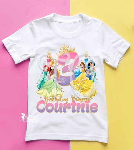 Disney Princess Birthday Shirt, Disney Princess Family Birthday Shirts, Kids Tee - Picture 5 of 15