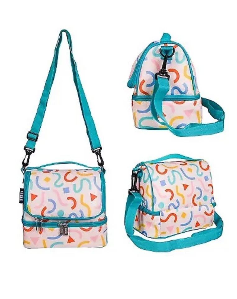 Fiambrera aislada Wildkin Kids de 2 compartimentos con asa y correa con contenedor Foto 4 de 4