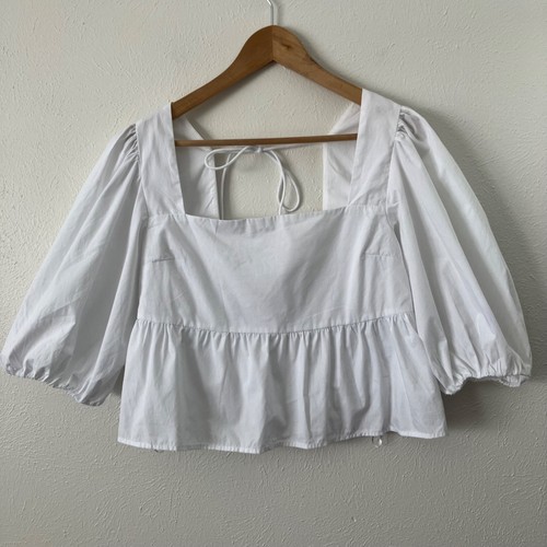 Abercrombie & Fitch Womens Peplum Babydoll Medium Peasant Retro Cottage Cowgirl