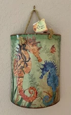 CHRISTINE ADOLPH OCEANA NEW SEAHORSE TERRACOTTA POTTERY WALL HANGING MAYRICH WOW