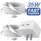 35W Dual USB-C Fast Charger PD Type-C Cable For iPhone 15 16 iPad Pro Android