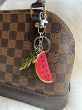 leather Watermelon bag charm Keychain Car Key Fob handmade gift new