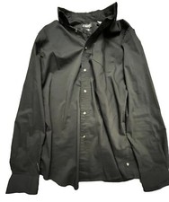 Chaps Mens Medium Long Sleeve Dress Shirt Black M