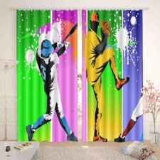 Baseball Section Line 3D Curtain Blockout Photo Printing Curtains Drape Fabric