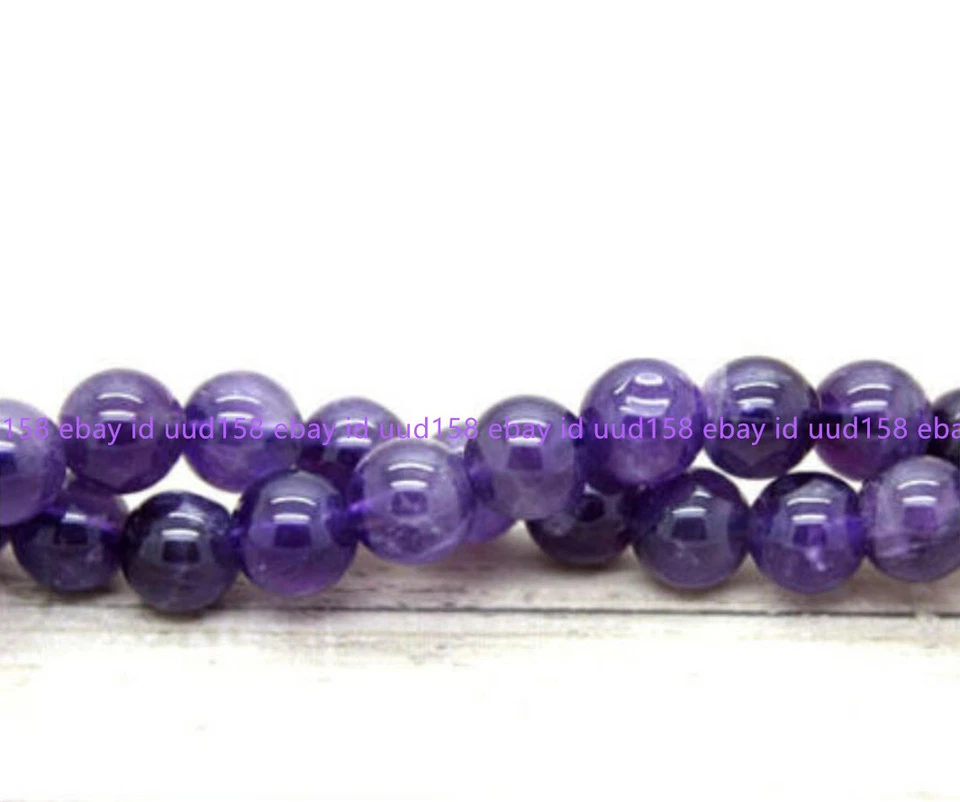 Enormes cuentas sueltas redondas de amatista púrpura naturales de 6/8/10/12/14/16 mm 15"" AA Foto 2 de 4