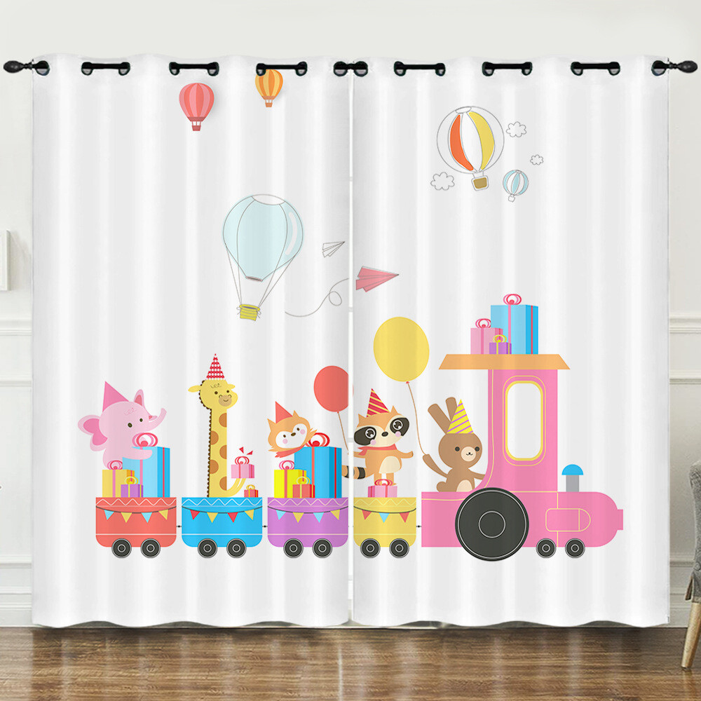 Jungle Animals Curtains Bedroom Living Room Eyelet Ring Top Blackout