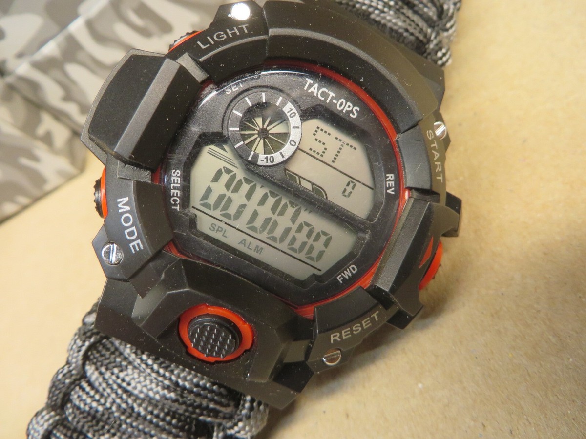 MENS TACTICAL MULTI WRISTWATCH w/ COMPASS, THERMOMETER, BOX