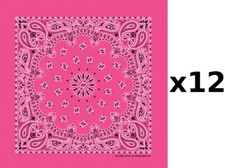 100 Cotton Made in USA Bandanna Fuchsia DOZEN Paisley 22" x 22" Hav-A-Hank
