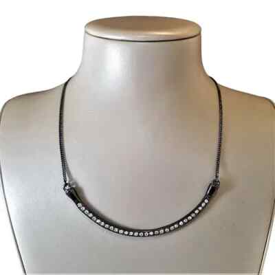 Stephan & Co Women's Gunmetal Plated Rhinestone Short Necklace NWT