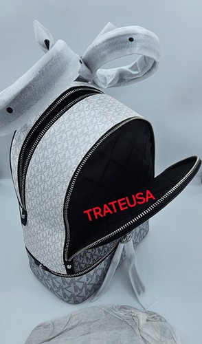 Mochila Michael Kors Rhea Mediana Metálica Logo Firma Plateada $378 Nueva con Etiquetas Embalada - Imagen 30 de 31