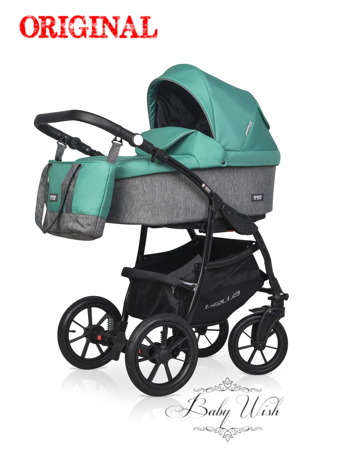 RIKO BASIC BELLA BABY PRAM 2in1 3in1 CARRYCOT + PUSHCHAIR + CAR SEAT + ISOFIX