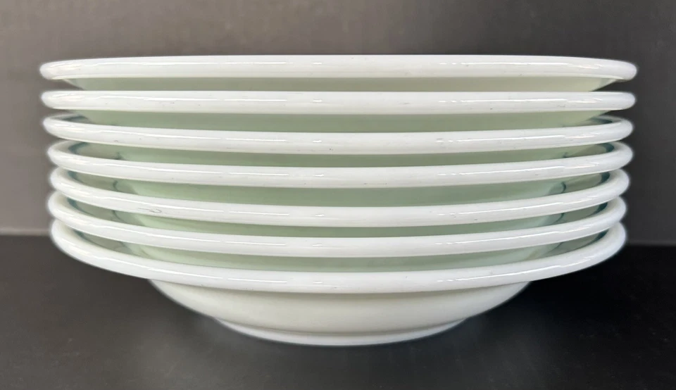 Juego de 7 cuencos de pasta vintage PYREX 9 1/8" borde blanco azul Corning Foto 3 de 4