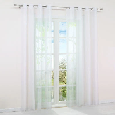 Gardinen Vorhänge Modern Ösenschals Wohnzimmer Stores Landhaus Transparent Voile - Bild 1 von 4