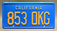 The Rockford Files | James Garner | 853 OKG  Metal Stamped Replica License Plate