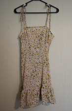 Shein, Yellow and White Floral Sundress, Size Small, Adjustable Straps