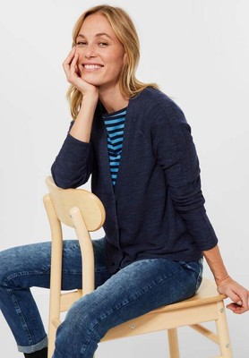 CECIL Strickjacke mit leichter Streifenstruktur deep blue