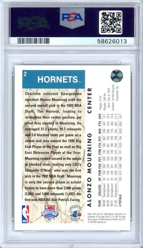 1992 Oberdeck #2 Alonzo Mourning PSA 8 - Bild 2 von 2