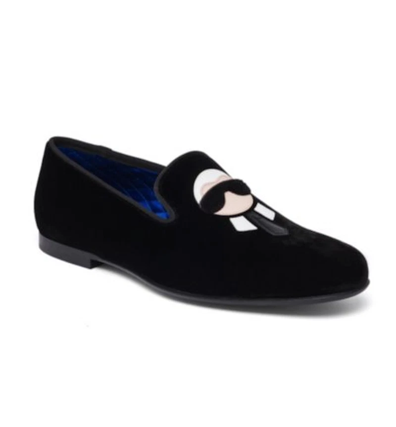 NIB Fendi Mens Black Karlito Velvet Mink Fur Mocassin Slip On