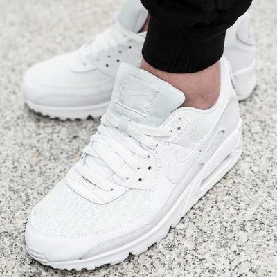 Nike Air Max 90 Triple White Wolf Grey CN8490-100 Men's Size 7 | eBay