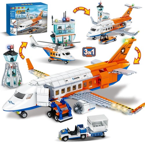 HOGOKIDS STELO 3 in 1 Aeroporto Passeggero Aereo Set Costruzioni 697PCS per Bambini 6 7 8+