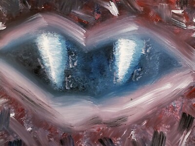 SUPER FANGS Abstract Art Print of Acrylic Painting 5 x 7 Signed by Artist KSams