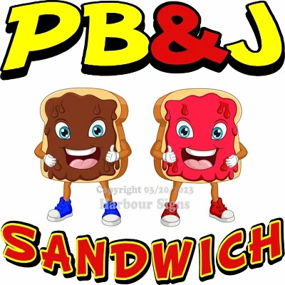HARBOUR SIGNS PB&J Sandwich DECAL Peanut Butter Jelly Concession Food Truck Sticker