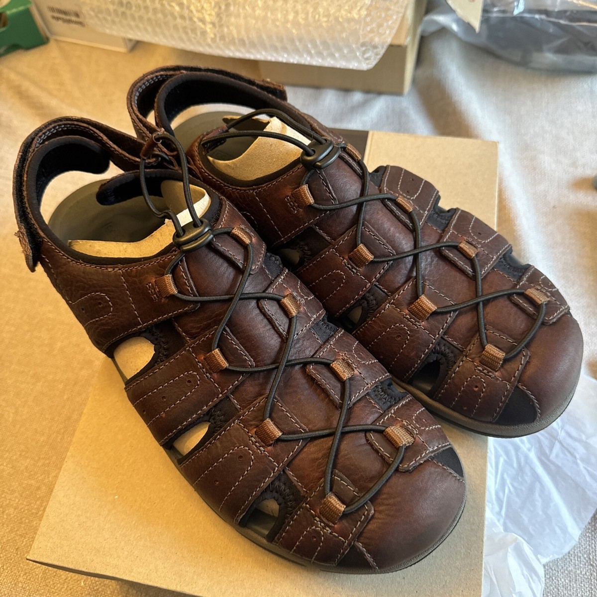 Men's Clarks Brixby Cove Dark Brown Leather Casual Sandal 31521